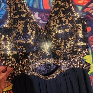 Navy and Gold Sequin Dress